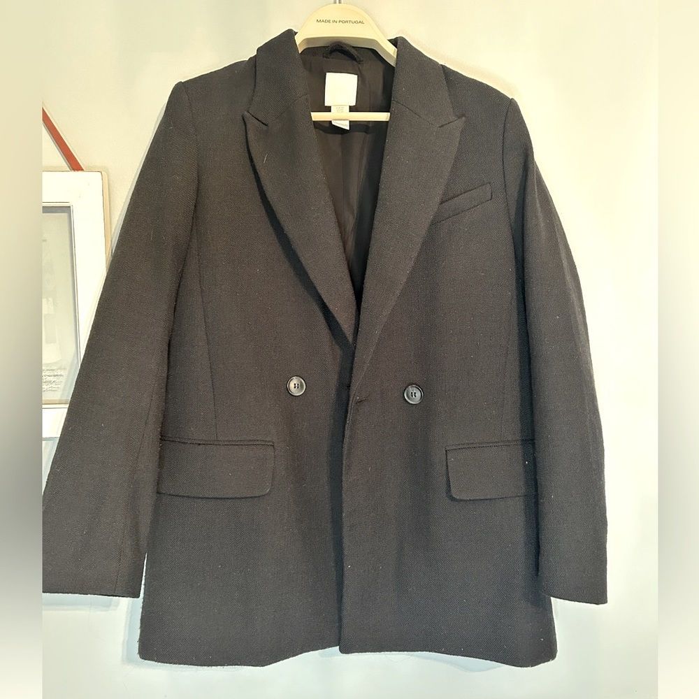 H&M Double Breasted Oversized Blazer Black